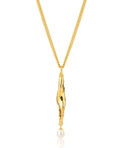 Siren Mermaid & Pearl Pendant Gold