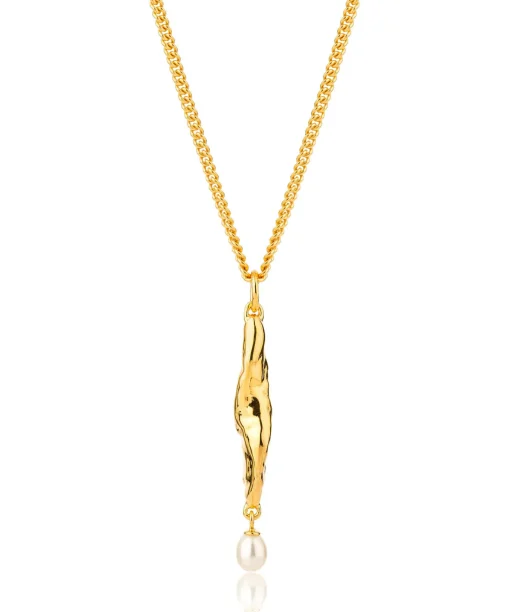 Siren Mermaid & Pearl Pendant Gold