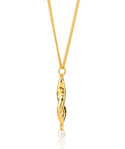 Siren Mermaid & Pearl Pendant Gold