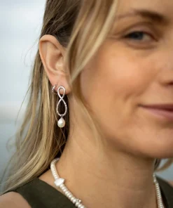 Siren Mermaid Silhouette Earrings Silver