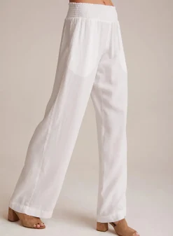 Smocked Waist Trousers White