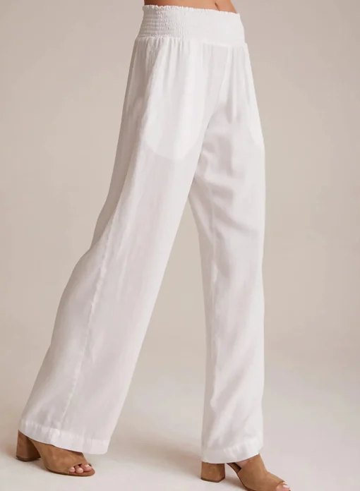 Smocked Waist Trousers White