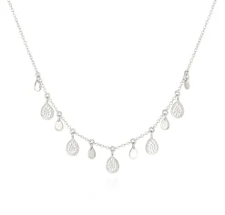 Teardrop Charm Necklace Silver