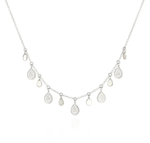 Teardrop Charm Necklace Silver