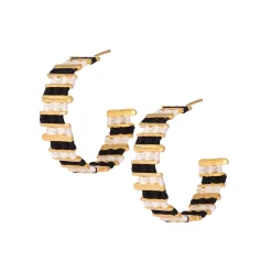 Tunez Earrings Black White Gold