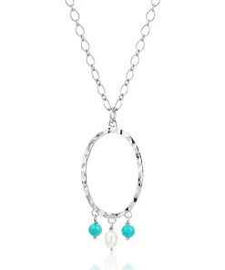 Turquoise Loop Fringe Pendant Silver