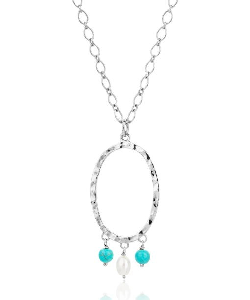 Turquoise Loop Fringe Pendant Silver