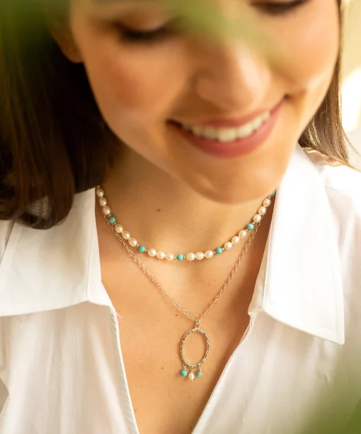 Turquoise Loop Fringe Pendant Silver