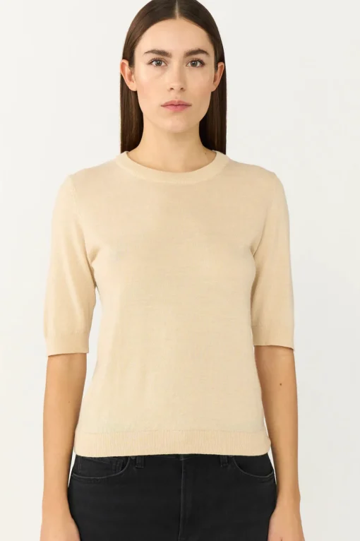 Vigga SS Lurex Knit Vanilla White