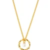 Volcano Hoop Necklace Pearl Gold