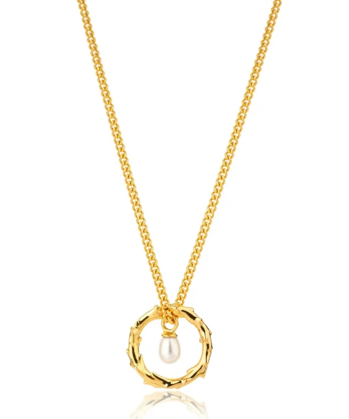 Volcano Hoop Necklace Pearl Gold