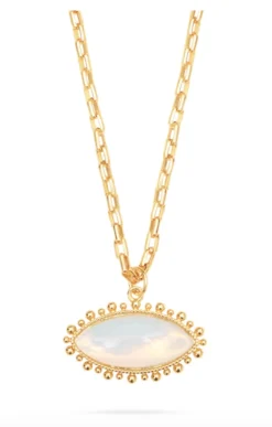 White Opal Eye Pendant Necklace
